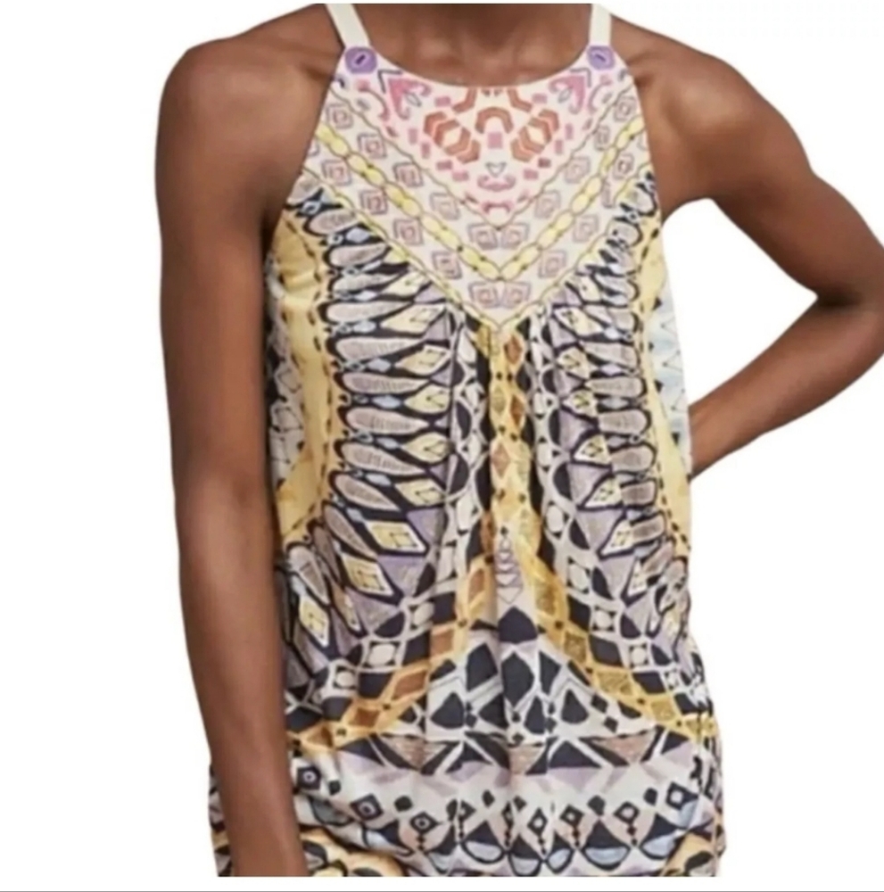 Anthropologie One September Embroidered Flowy Boho Tank Top Multicolour Sz Xl